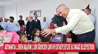 ADIYAMAN'DA 1. SINIFA BAŞLAYAN 12 BİN ÖĞRENCİNİN ÇANTA VE KIRTASİYE SETLERİ SULTANGAZİ BELEDİYESİ’NDEN