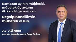 Av. Ali Acar'dan Regaip Kandili Mesajı