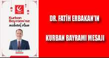 DR. FATİH ERBAKAN'IN KURBAN BAYRAMI MESAJI