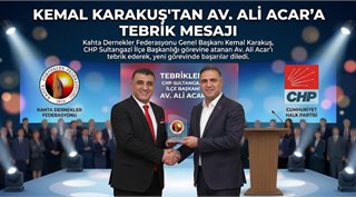 Kemal Karakuş’tan Av. Ali Acar’a Tebrik Mesajı