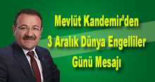 Mevlüt Kandemir'den 3 Aralık Dünya Engelliler Günü Mesajı 