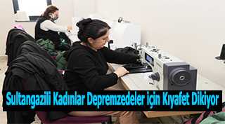 Sultangazili Kadınlar Depremzedeler için Kıyafet Dikiyor