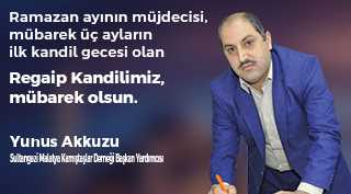 Yunus Akkuzu'dan Regaip Kandili Mesajı